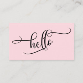 Hallo Elaboration Script Typografie op Bleekroze Visitekaartje