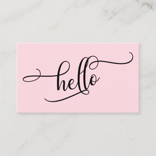 Hallo Elaboration Script Typografie op Bleekroze Visitekaartje (Voorkant)