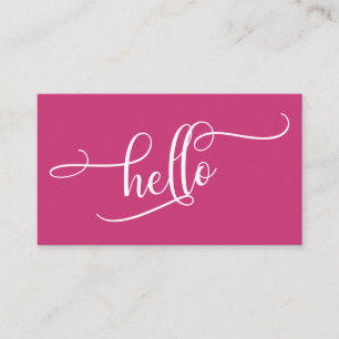 Hallo Elaboration Script Typografie Over Magenta Visitekaartje