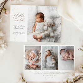 Hallo Elegant Baby Foto's Moderne kalligrafie Gebo Aankondiging