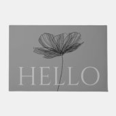 hallo Elegant Floral Line Tekening Cute Chic Grey Deurmat (Voorkant)