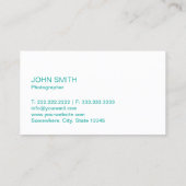 hallo Elegant Mint Green Fotograaf Visitekaartje (Achterkant)