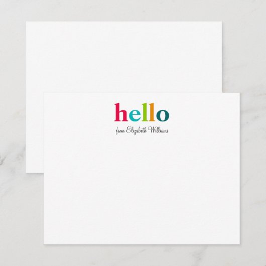 Hallo Elegant Script Kleurrijke Vibrant Notitiekaartje (Voorkant / Achterkant)