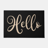 hallo elegant script zwart neutraal licht bruin deurmat (Voorkant)