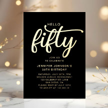 Hallo Elegant zwart 50ste verjaardag goud