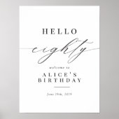 Hallo Elegante kalligrafie? 80 Verjaardag Welkom T Poster (Voorkant)