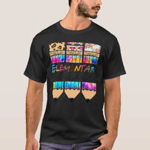 hallo elementaire leopard Tie Dye Pencil Cute Teac T-shirt