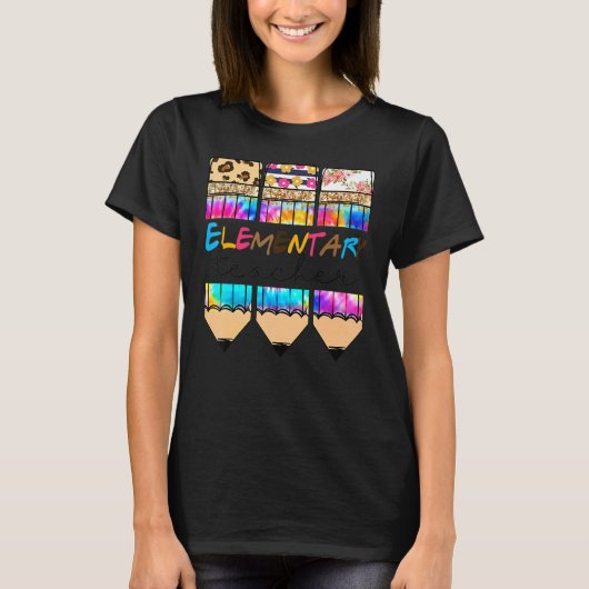 hallo elementaire leopard Tie Dye Pencil Cute Teac T-shirt (Voorkant)