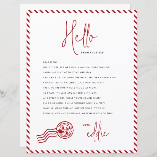 Hallo Elf Aankomstbrief (Voorkant / Achterkant)