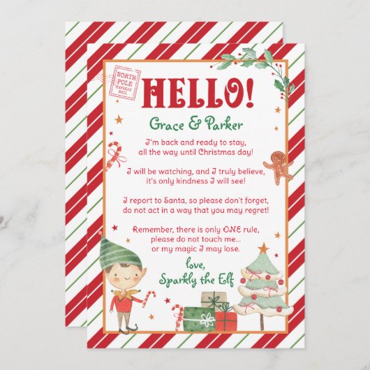 Hallo ELF-brief Welkom Terug Personaliseren en afd Kaart (Voorkant / Achterkant)