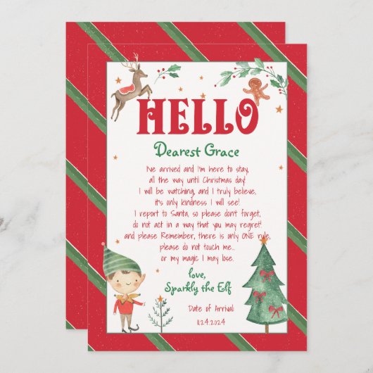 Hallo · Elf Kerst Magische Elf Printable Kaart (Voorkant / Achterkant)