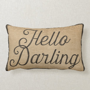 hallo en afscheid Darling Burlap Kussen