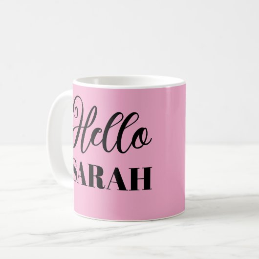Hallo en jouw naam koffiemok (Voorkant links)