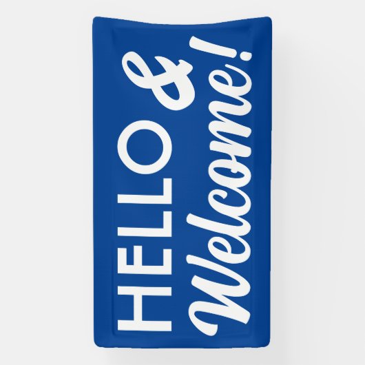 hallo en Welkom in elke kleur Spandoek (Verticaal)