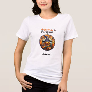 Hallo enge Halloween pompoen Tri-Blend Shirt