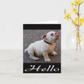 hallo Engelse Bulldog Puppy Dog Blank Note Card Kaart (Gele Bloem)