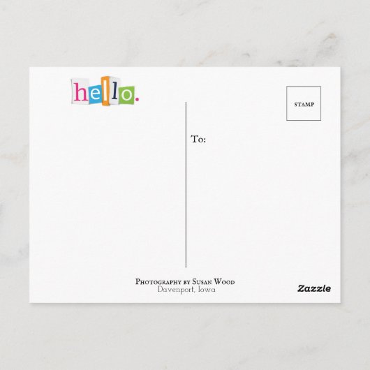 hallo—enkel het controleren in Briefkaart (Achterkant)