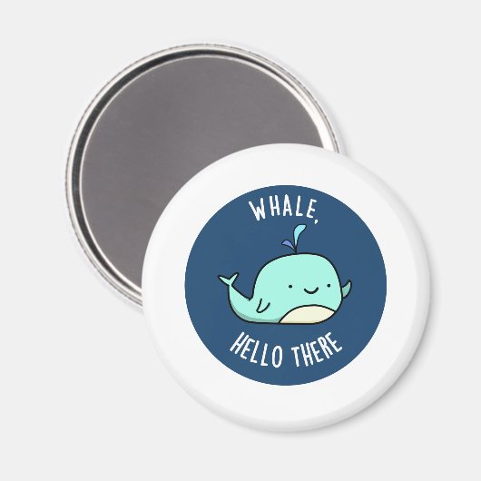 Hallo er Funny Whale Pun Magneet (Voorkant / Achterkant)