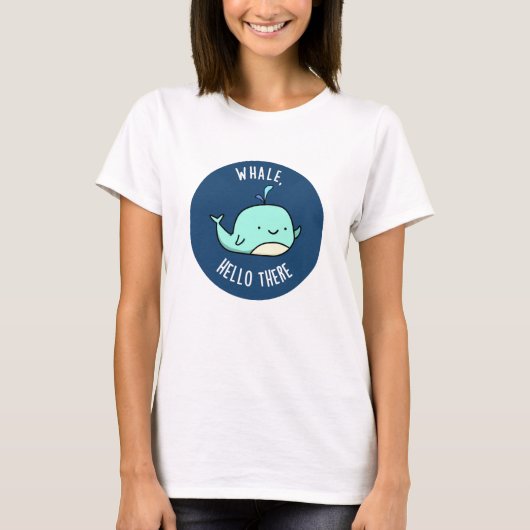 Hallo er Funny Whale Pun T-shirt (Voorkant)
