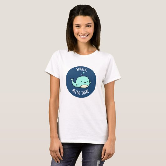 Hallo er Funny Whale Pun T-shirt (Voorkant volledig)