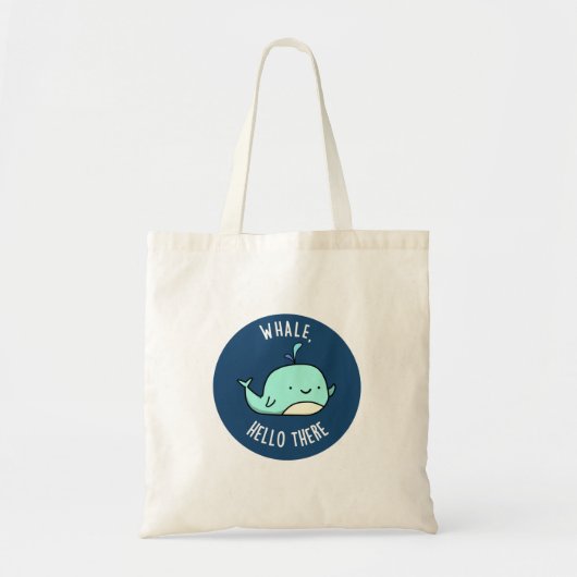 Hallo er Funny Whale Pun Tote Bag (Voorkant)