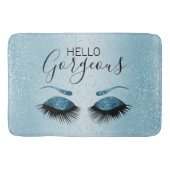 hallo - Eyelashes met Blue Glitter Badmat (Voorkant)