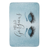 hallo - Eyelashes met Blue Glitter Badmat (Voorkant Verticaal)