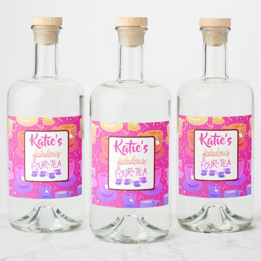 Hallo Fabulous Four-tea Verjaardag Wijn Label Likeurfles Etiket (Flessen)
