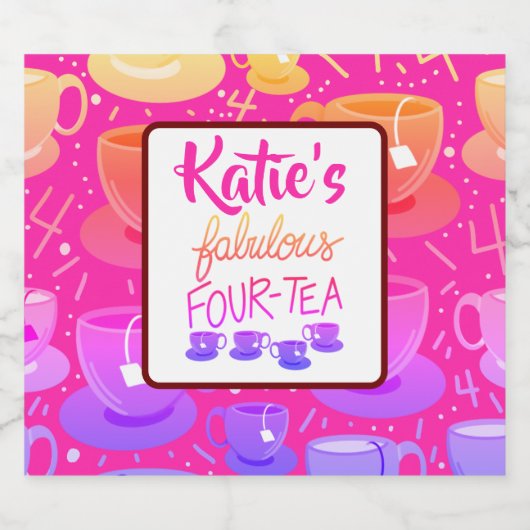 Hallo Fabulous Four-tea Verjaardag Wijn Label Likeurfles Etiket (Enkel label)