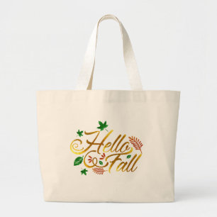 hallo Fall Leaves Grote Tote Bag