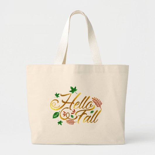 hallo Fall Leaves Grote Tote Bag (Voorkant)