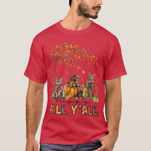 hallo Fall Leaves Pumpkin Funny Cat Katten Hallow T-shirt