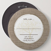 Hallo Familie Reünie Brown Burlap Ronde Button 6,0 Cm (Voorkant /achterkant)