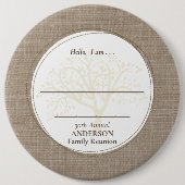 Hallo Familie Reünie Brown Burlap Ronde Button 6,0 Cm (Voorkant)