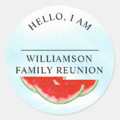 Hallo Familiereünie Ronde Sticker (Voorkant)