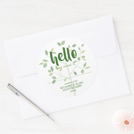 Hallo Familiereünie Ronde Sticker (Envelop)