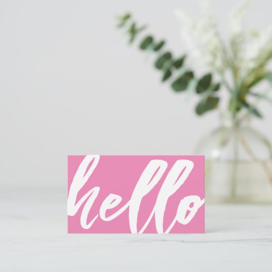 Hallo €? | Fancy Script Bubblegum Pink Visitekaartje (Staand voorkant)