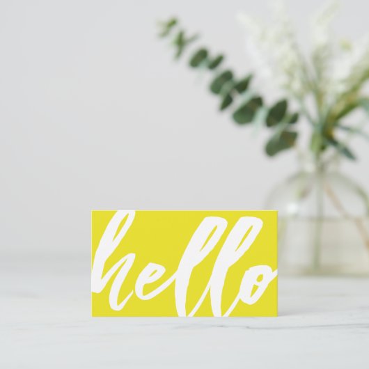 Hallo €? | Fancy script Sunshine Yellow Visitekaartje (Staand voorkant)