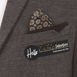 Hallo Faux Gouden Bokeh Zwart & Goud Professioneel Naamplaatje