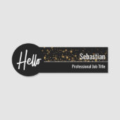 Hallo Faux Gouden Bokeh Zwart & Goud Professioneel Naamplaatje (Voorkant)
