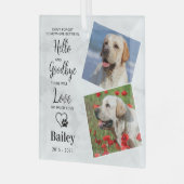 Hallo Favoriete2 Foto Hond Pet Memorial Glas Ornament (Voorkant links)