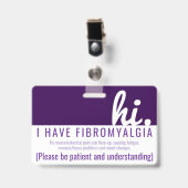 hallo fibromyalgie patiënt pvc badge (Voorzijde met clip)