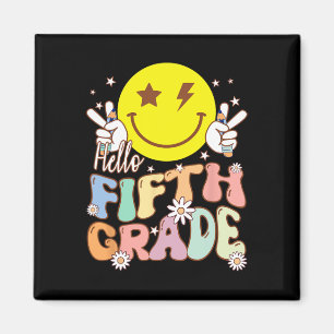 Hallo Fifth Grade Hippie Smile Gezicht 5th Grade T Magneet