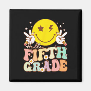 Hallo Fifth Grade Hippie Smile Gezicht 5th Grade T Magneet