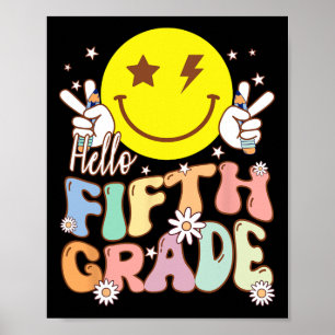 Hallo Fifth Grade Hippie Smile Gezicht 5th Grade T Poster