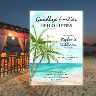 Hallo Fifties Summer Beach 50ste verjaardagsfeestj Kaart