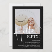 Hallo FIFTY! Minimaal 50ste verjaardagsfeestje Kaart (Voorkant)