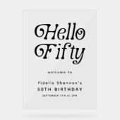 Hallo Fifty Retro | 50e verjaardag welkomstbord Acryl Bord (Voorkant)