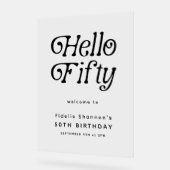 Hallo Fifty Retro | 50e verjaardag welkomstbord Acryl Bord (Hoek)