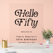 Hallo Fifty Retro | 50e verjaardag welkomstbord Acryl Bord (Huwelijk)